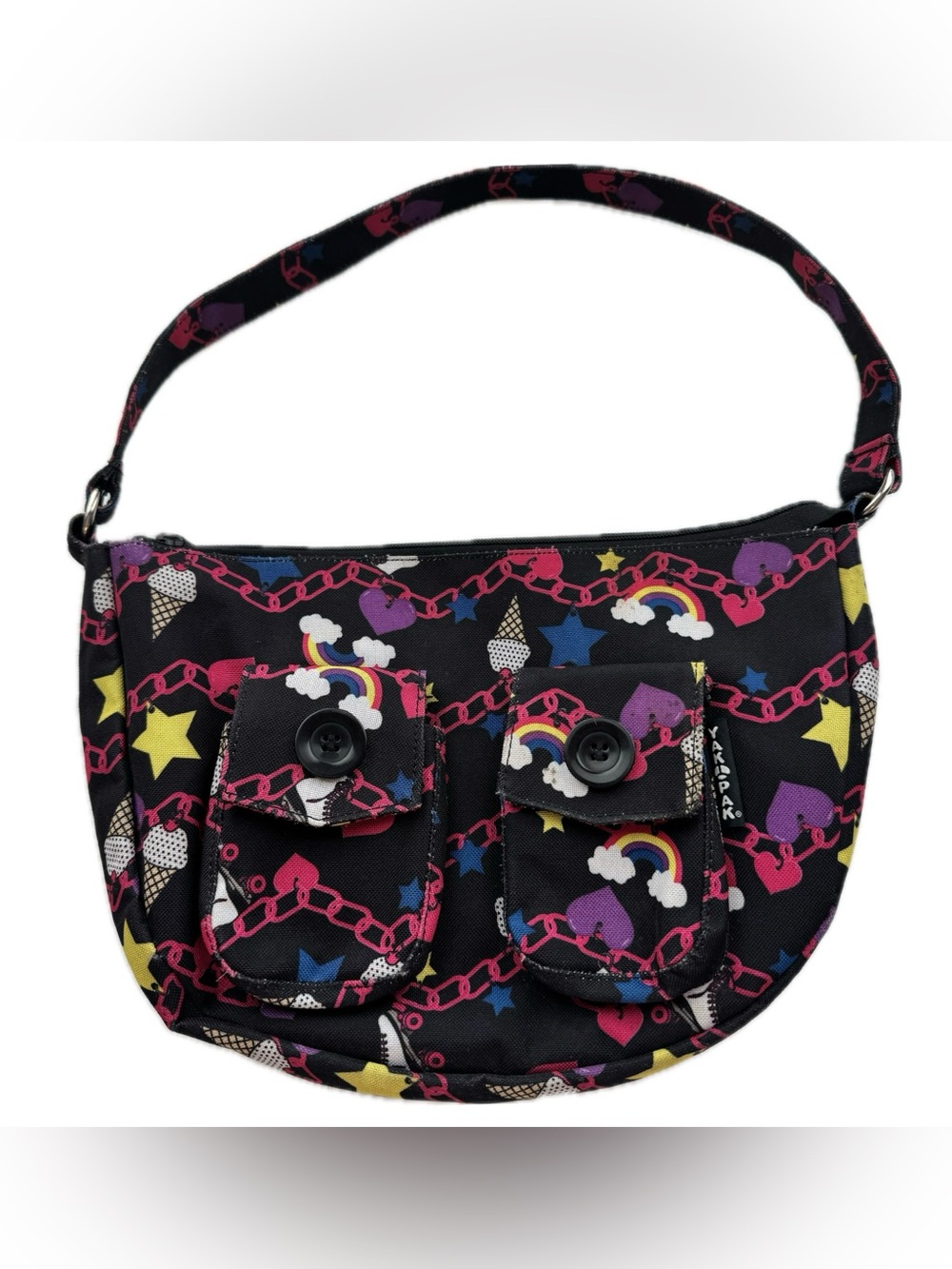 YAK PAK Y2K Rainbow Hearts Roller Skate Mini Shoulder Bag Purse